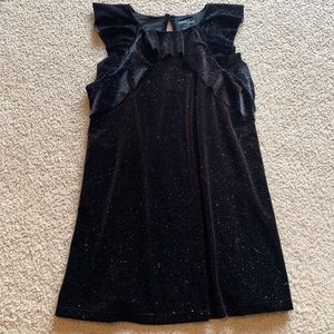 GIRLS 7/8 BLACK VELVET DRESS W/ COLORFUL GLITTER